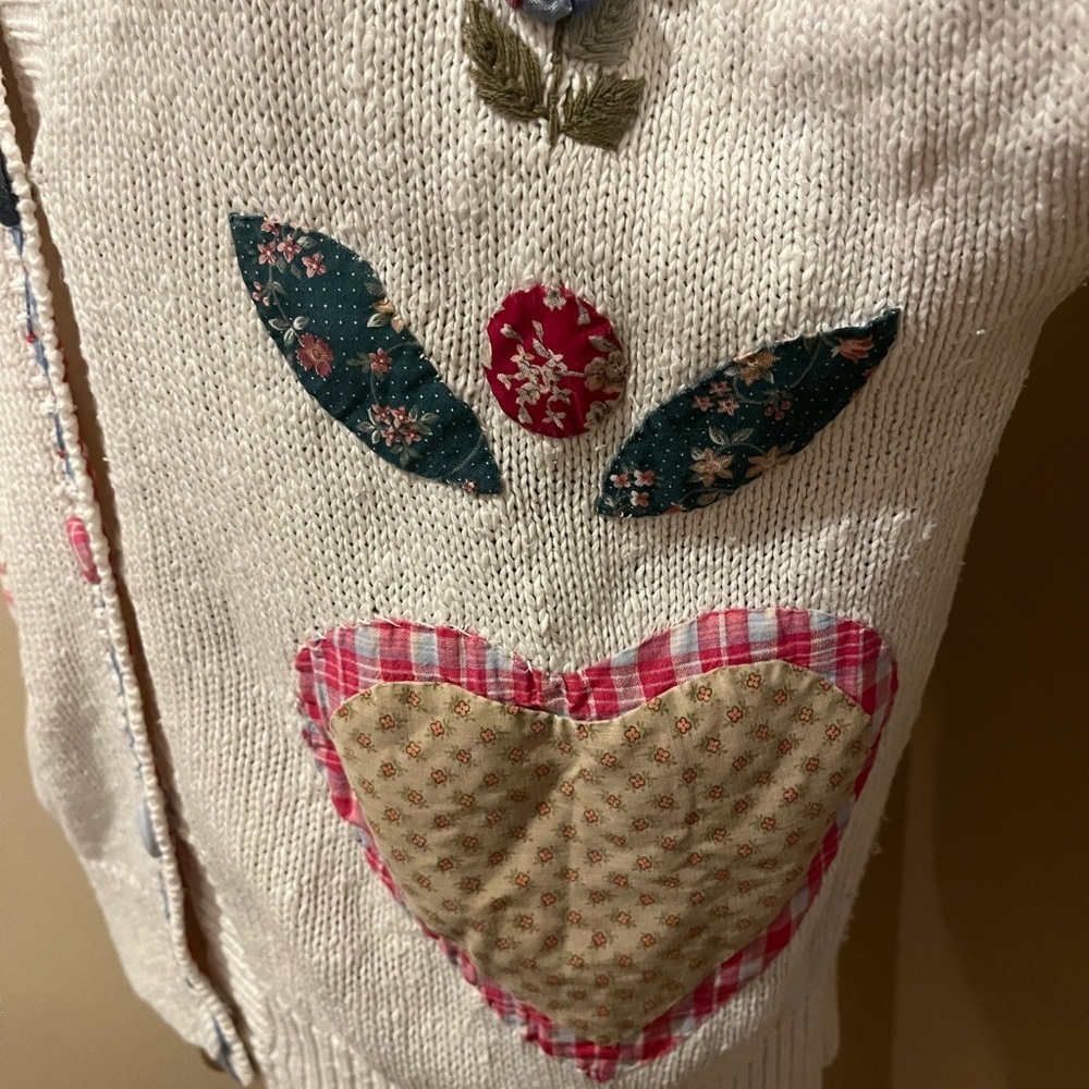 Vintage Susan Bristol Off White Cardigan Multicolor Embroidery, Grannycore, M - Picture 5 of 12